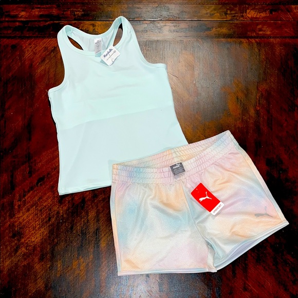 Puma Pastel Shorts 8/10M. 90 Degree Girls 10M top. NWT cute worn together. - Picture 1 of 7